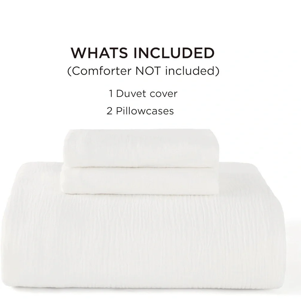 NIP Bedsure 100% Muslin Cotton Duvet Cover,Queen,White,Breathable,Lightweight